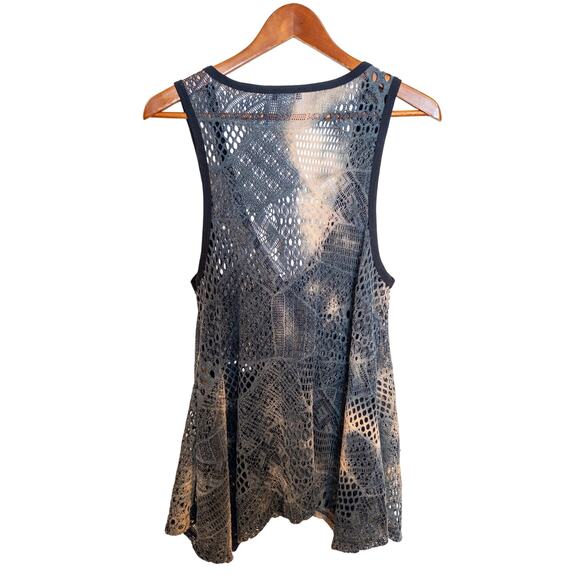 Vintage Y2K Lily by Firmiana Blue And Black Open Weave Sleeveless Overtop Small - Picture 5 of 8